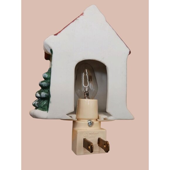 Ceramic Christmas Chapel Night Light With Plug-In Feature - Picture 2 of 6